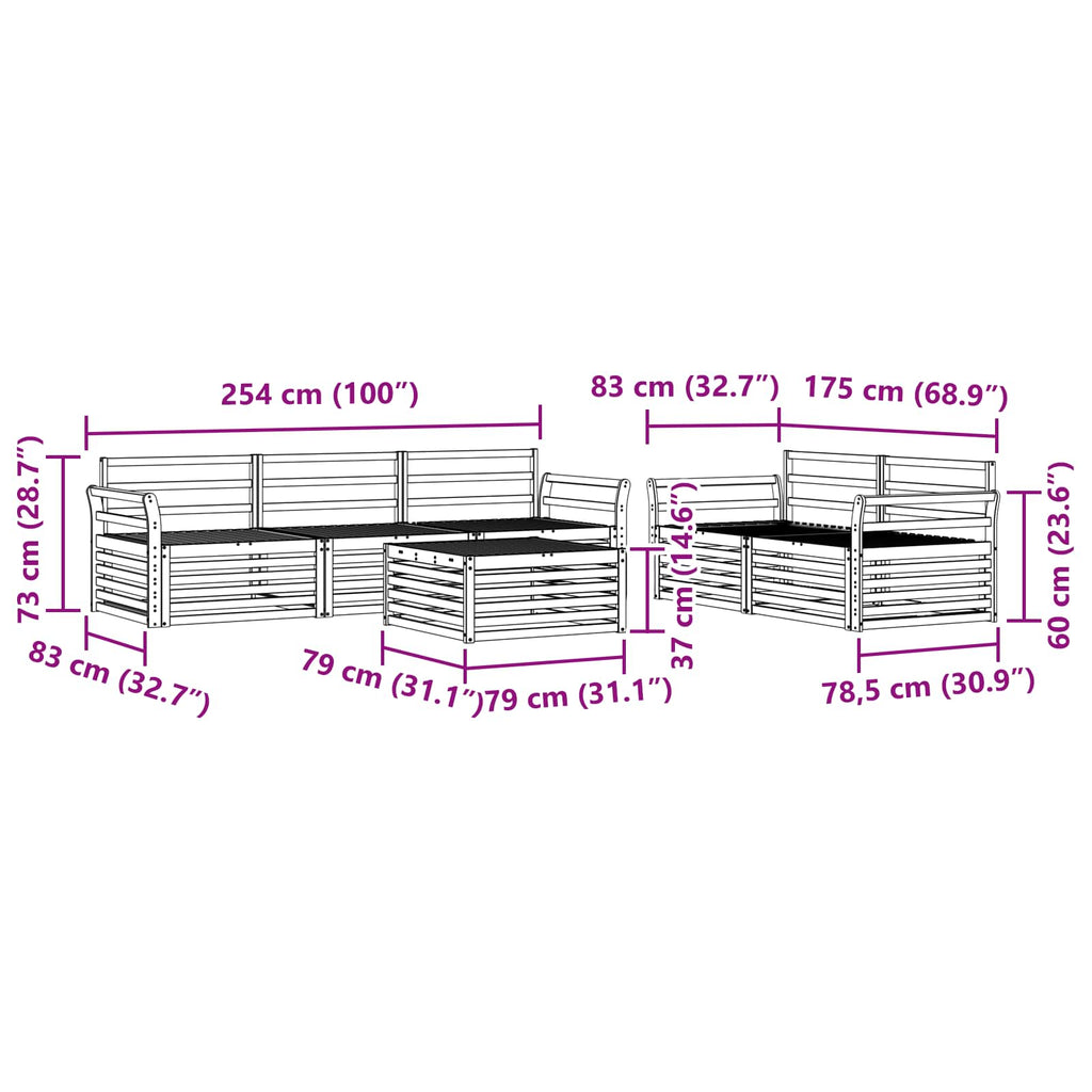 Outdoor-Sofagarnitur 6 pcs Weiß