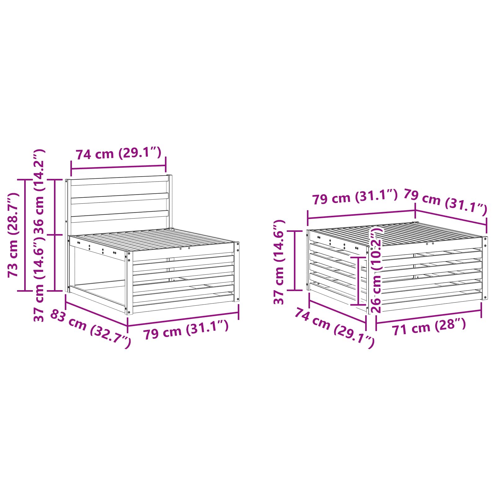 Outdoor-Sofagarnitur 6 pcs Weiß