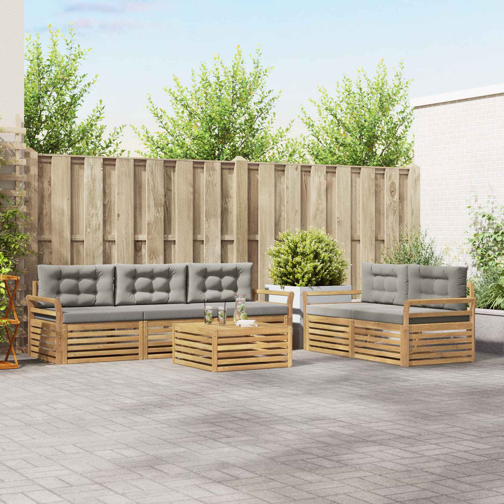 Outdoor-Sofagarnitur 6 pcs Weiß und Hellgrau