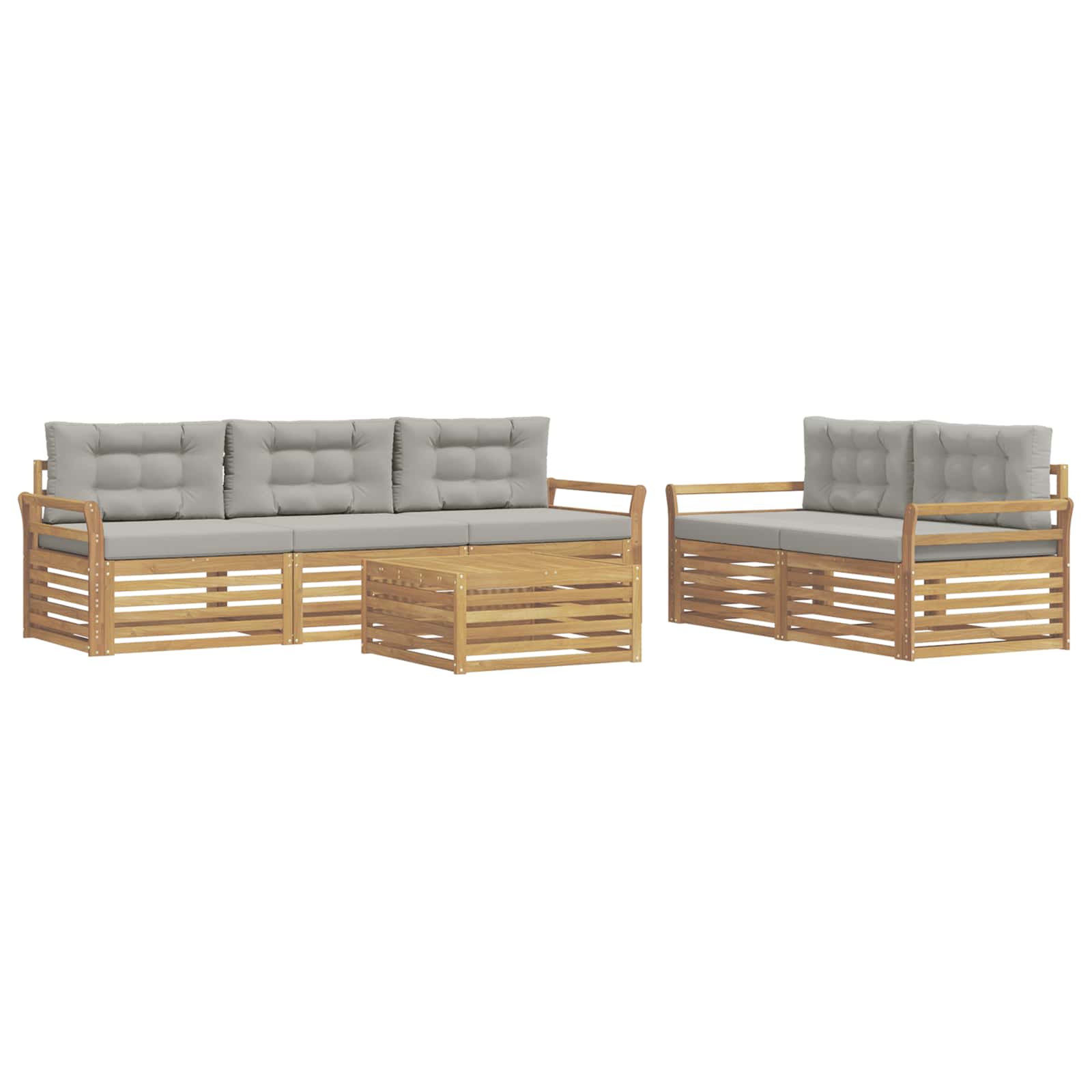 Outdoor-Sofagarnitur 6 pcs Weiß und Hellgrau