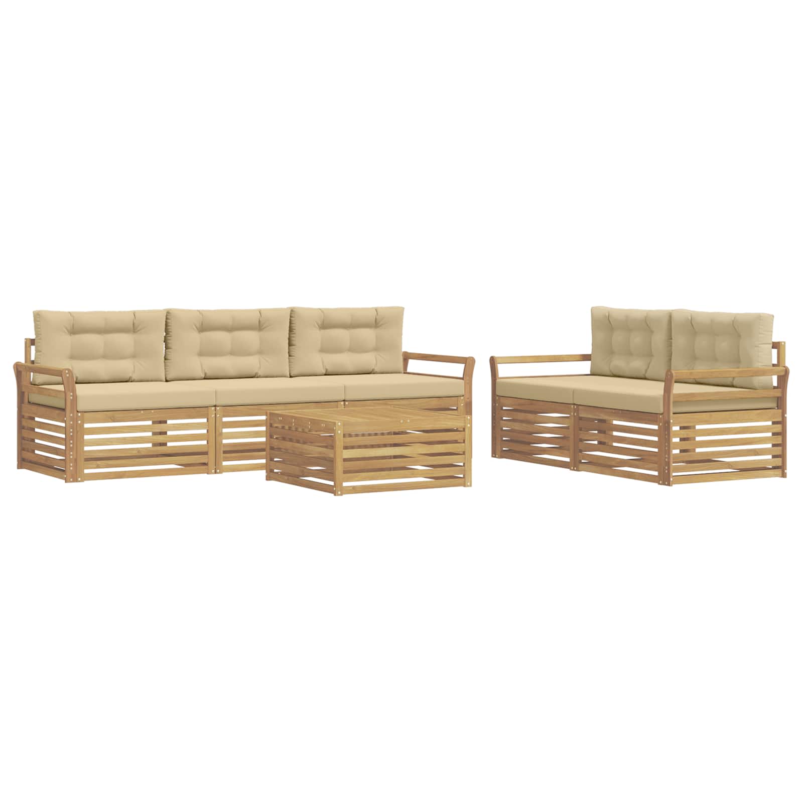 Outdoor-Sofagarnitur 6 pcs Weiß und Beige