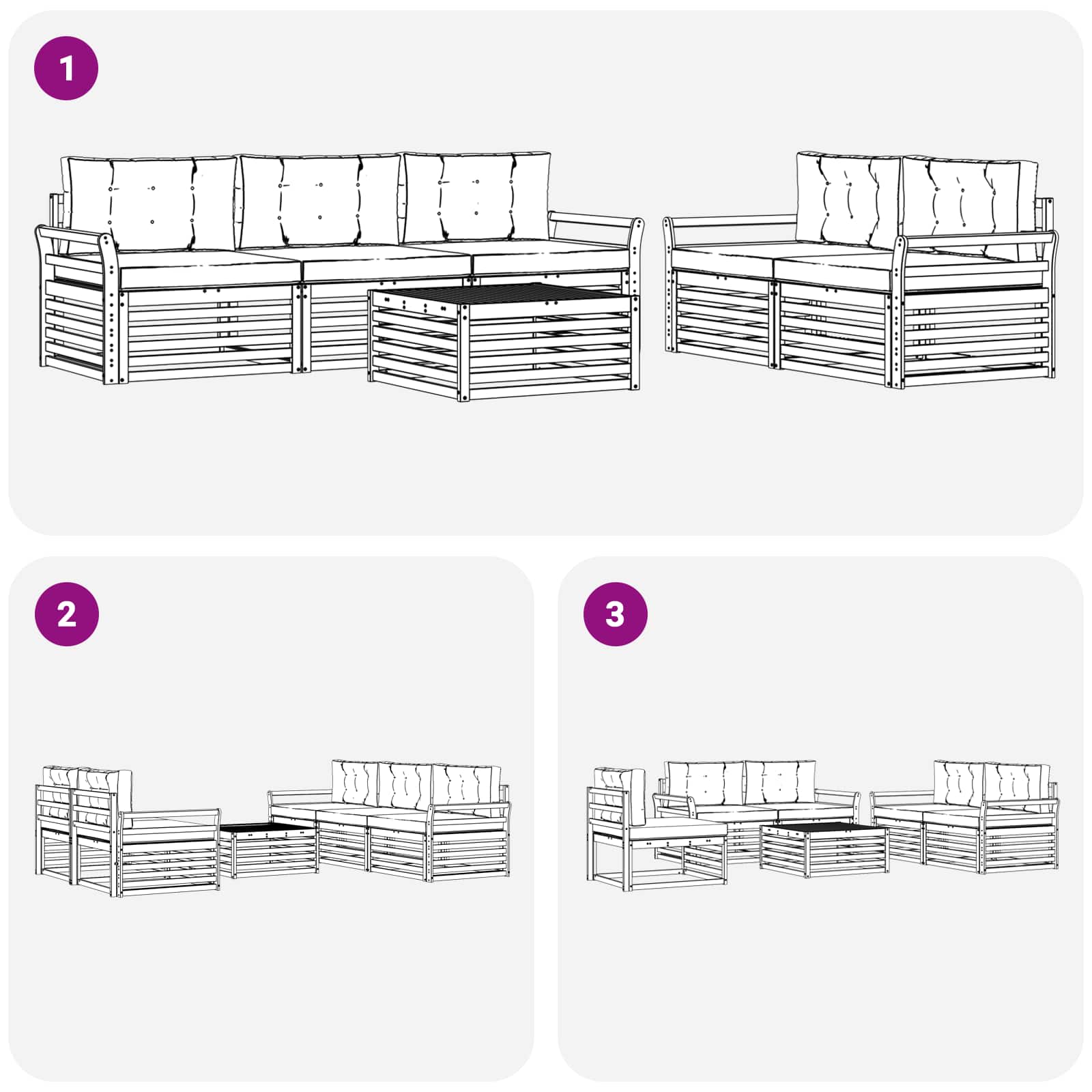 Outdoor-Sofagarnitur 6 pcs Weiß und Beige