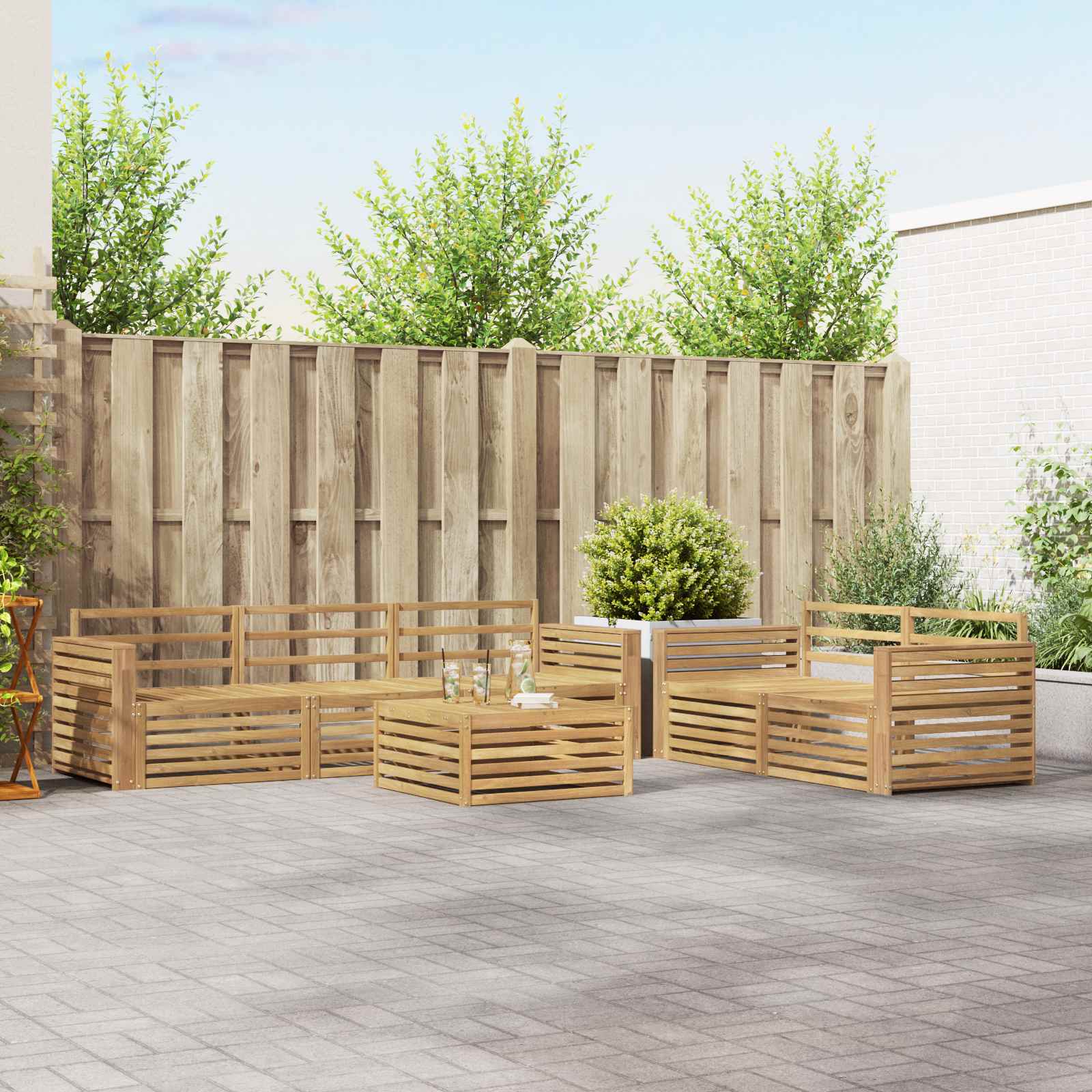 Outdoor-Sofagarnitur 6 pcs Weiß