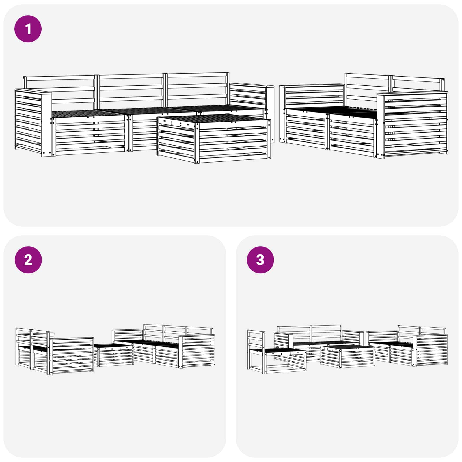 Outdoor-Sofagarnitur 6 pcs Weiß