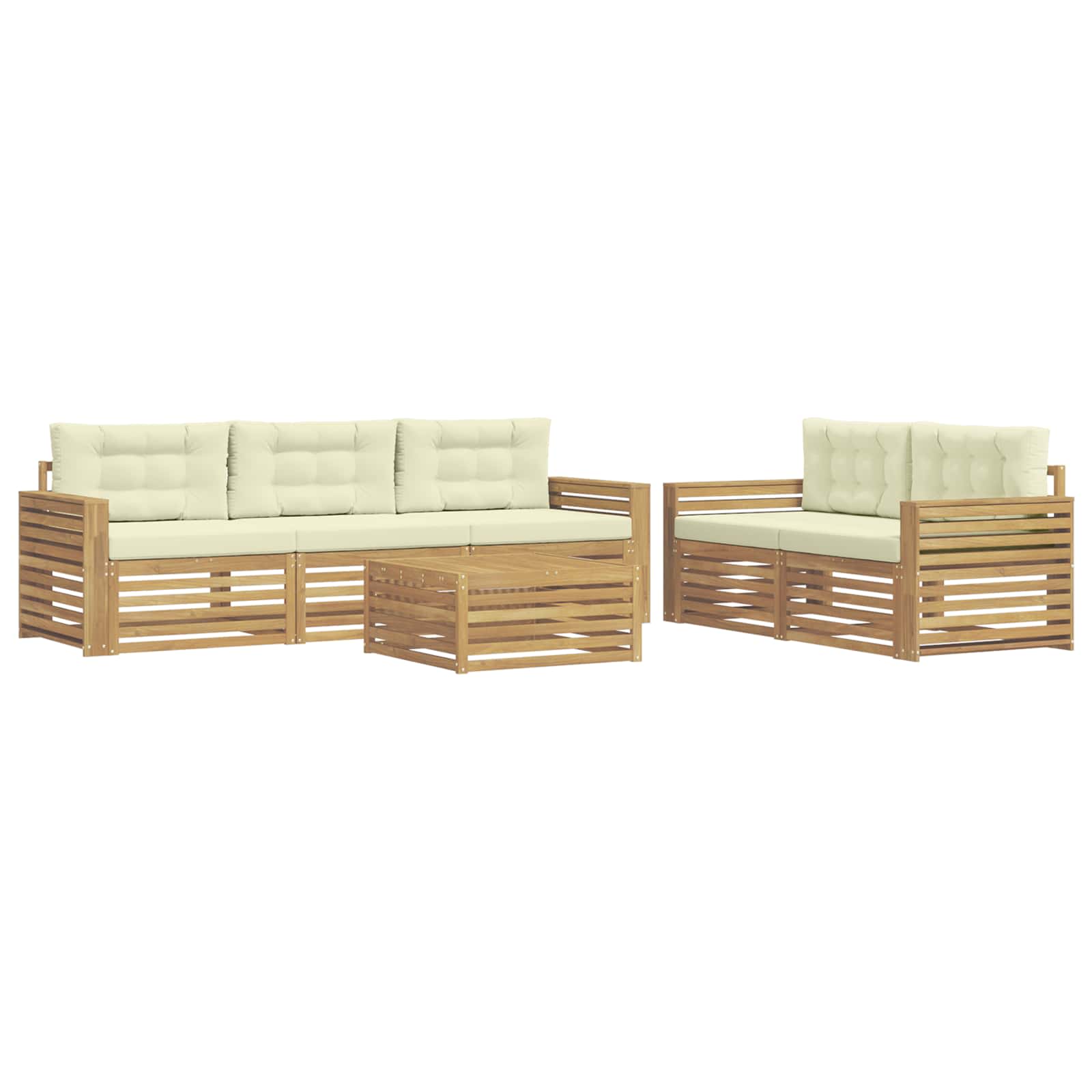 Outdoor-Sofagarnitur 6 pcs Weiß und Creme