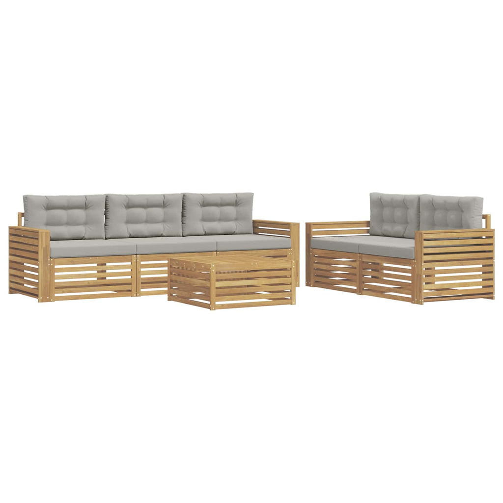Outdoor-Sofagarnitur 6 pcs Weiß und Hellgrau
