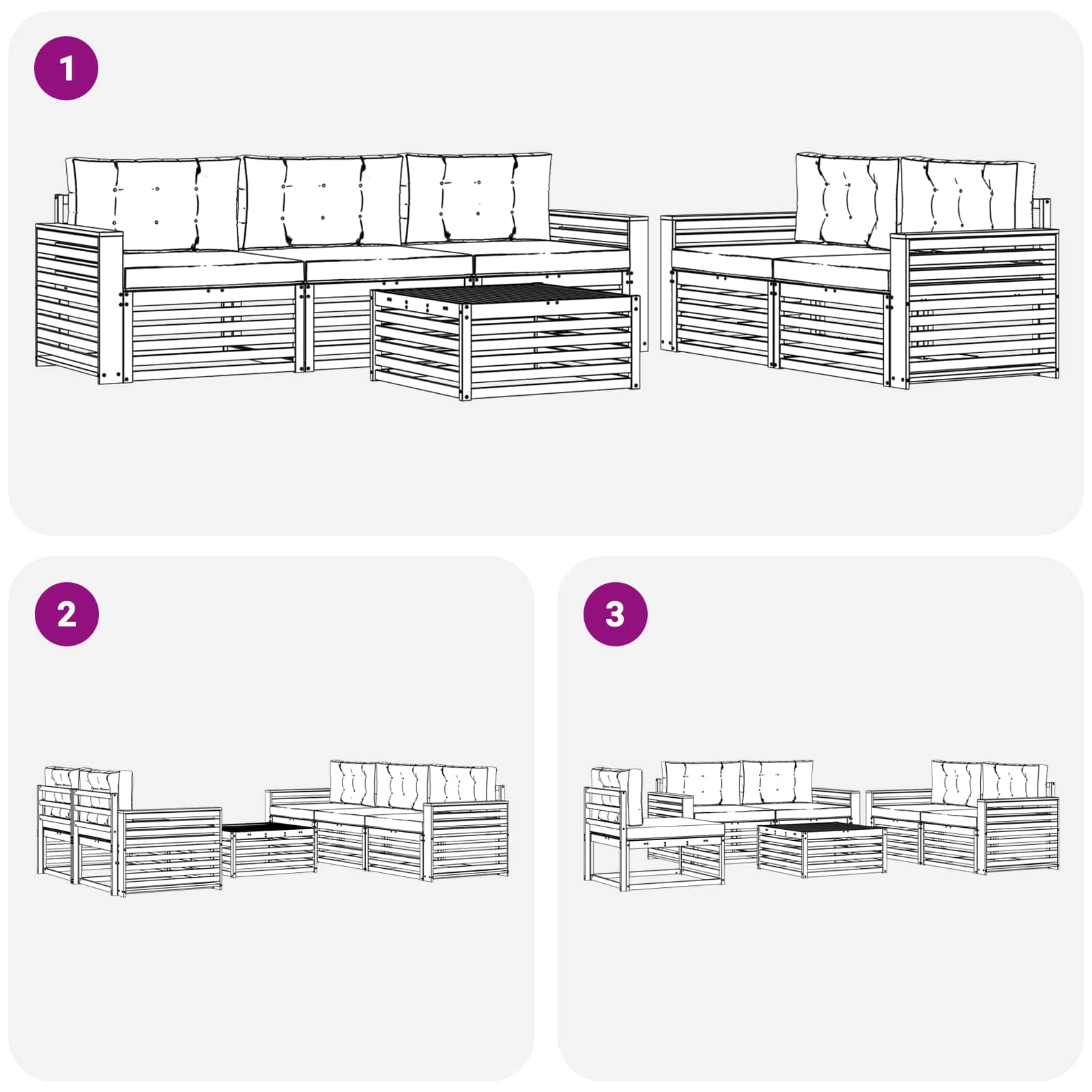 Outdoor-Sofagarnitur 6 pcs Weiß und Anthrazit