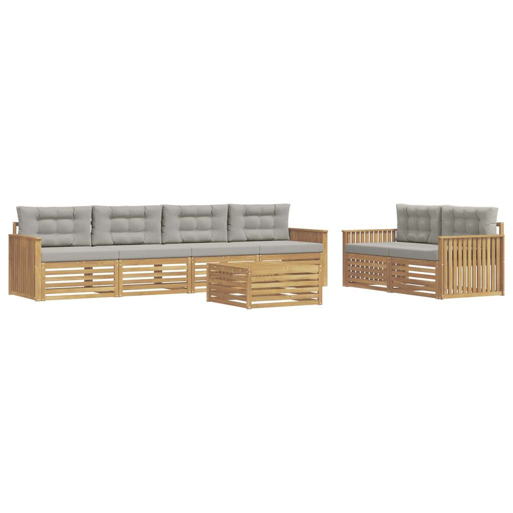 Outdoor-Sofagarnitur 7 pcs Weiß und Hellgrau Massivholz Akazie