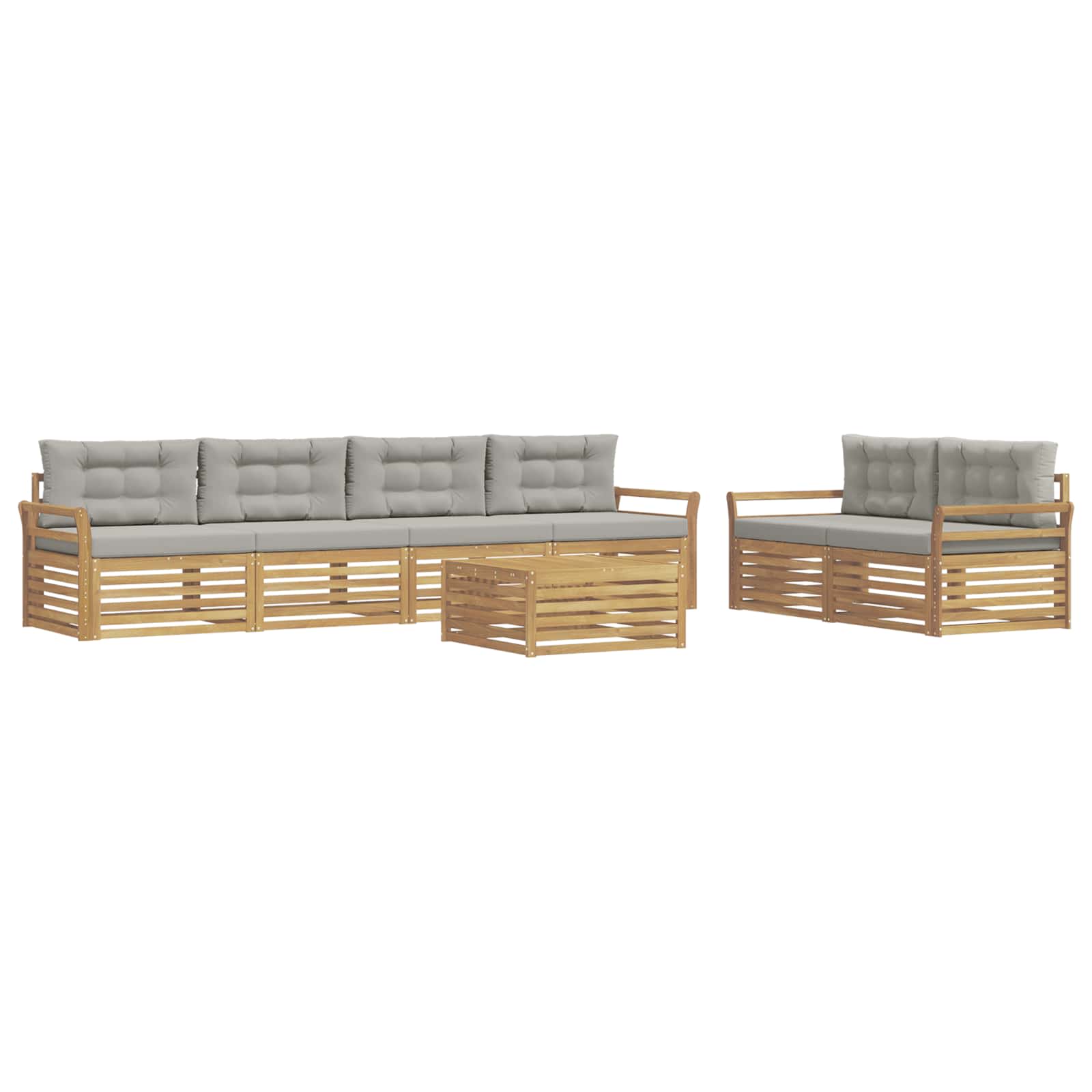 Outdoor-Sofagarnitur 7 pcs Weiß und Hellgrau Massivholz Akazie