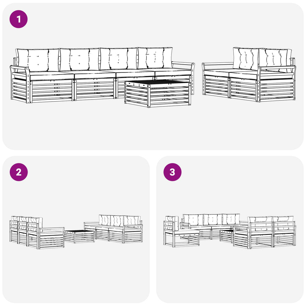 Outdoor-Sofagarnitur 7 pcs Weiß und Hellgrau Massivholz Akazie