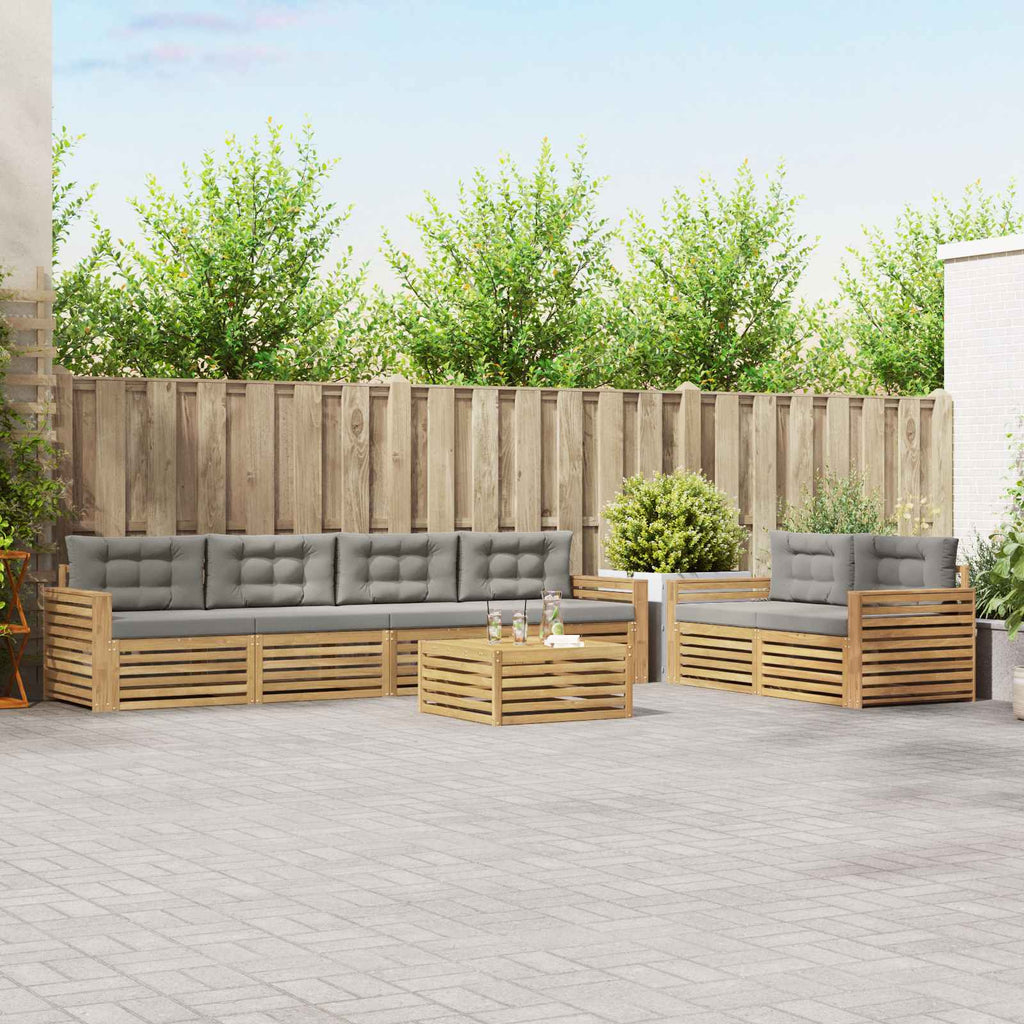 Outdoor-Sofagarnitur 7 pcs Weiß und Hellgrau Massivholz Akazie
