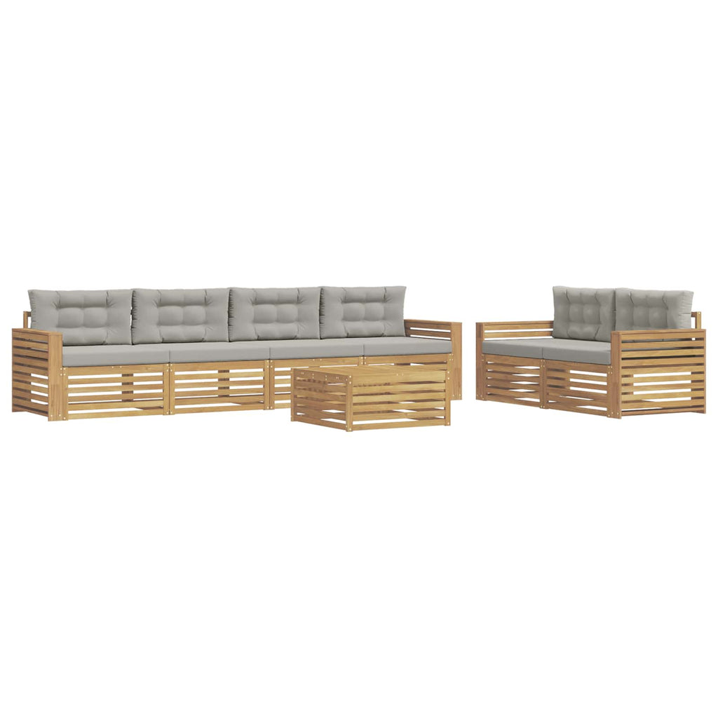 Outdoor-Sofagarnitur 7 pcs Weiß und Hellgrau Massivholz Akazie