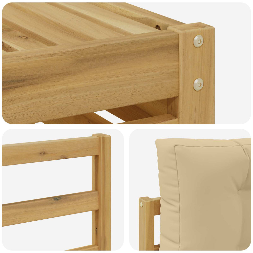 Outdoor-Sofagarnitur mit Kissen 7 pcs Weiß und Beige Polyester