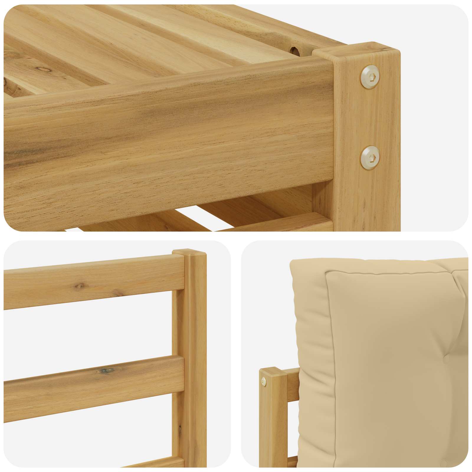 Outdoor-Sofagarnitur mit Kissen 7 pcs Weiß und Beige Polyester