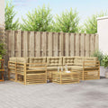 Outdoor-Sofagarnitur mit Kissen 7 pcs Weiß und Beige Polyester