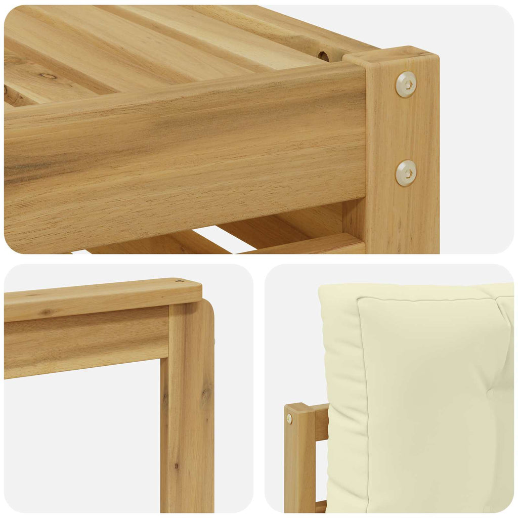 Outdoor-Sofagarnitur mit Kissen 7 pcs Weiß und Creme Polyester