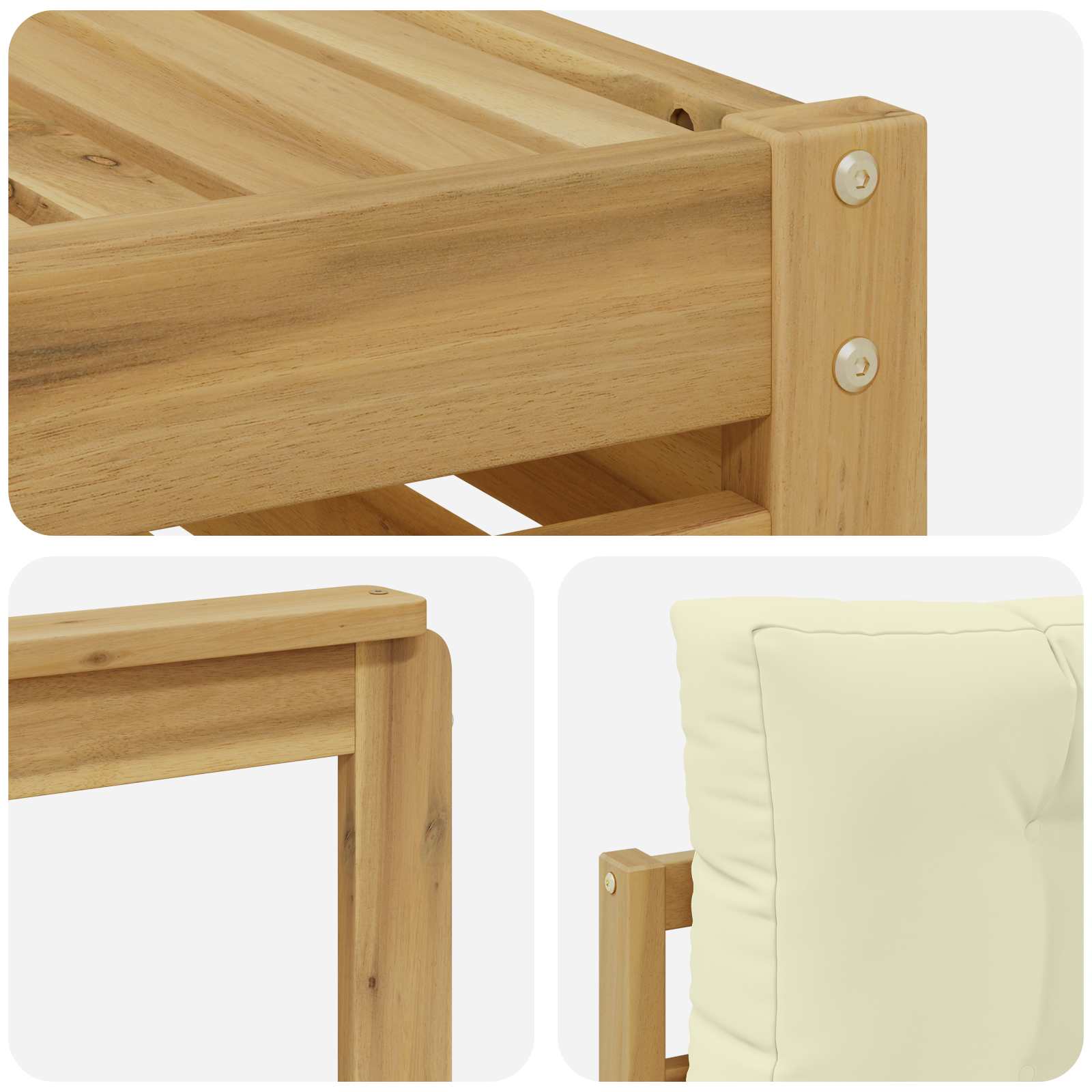 Outdoor-Sofagarnitur mit Kissen 7 pcs Weiß und Creme Polyester
