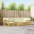 Outdoor-Sofagarnitur mit Kissen 7 pcs Weiß und Creme Polyester