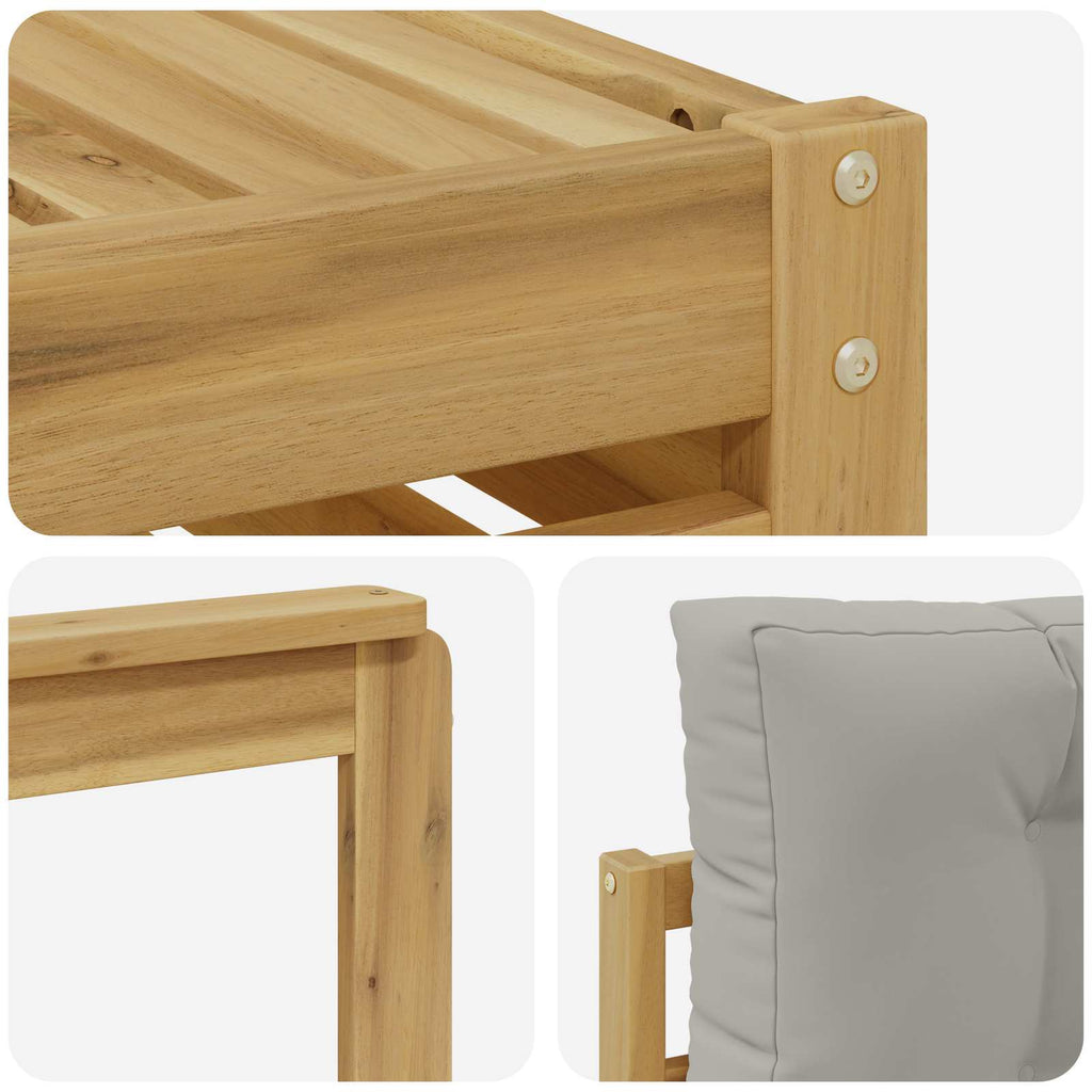 Outdoor-Sofagarnitur 7 pcs Weiß und Hellgrau Polyester