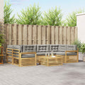 Outdoor-Sofagarnitur 7 pcs Weiß und Hellgrau Polyester