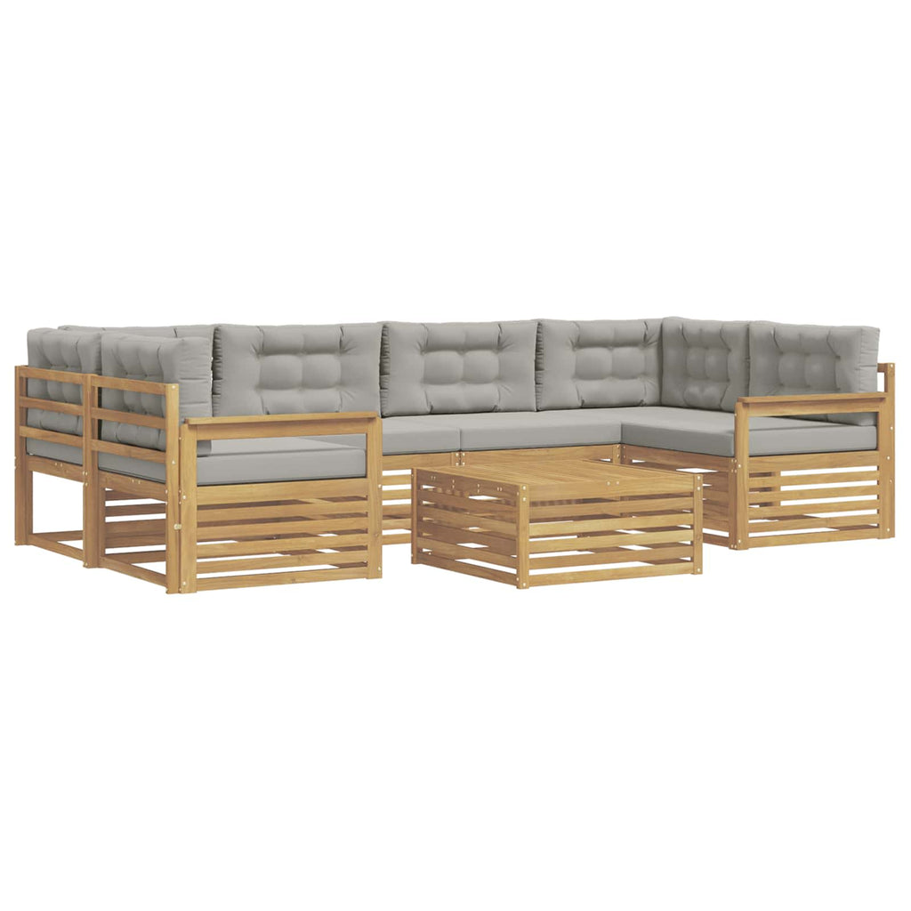 Outdoor-Sofagarnitur 7 pcs Weiß und Hellgrau Polyester