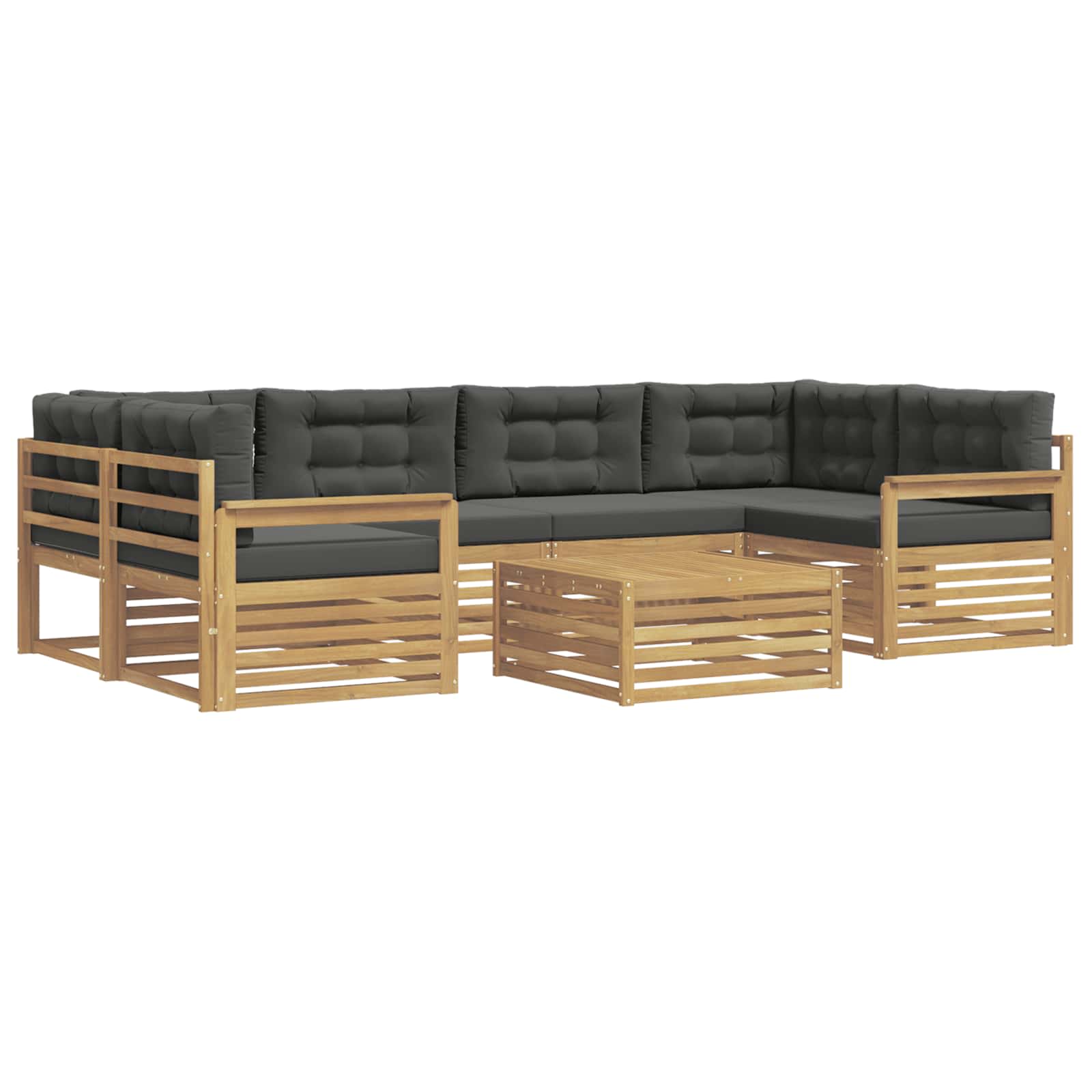 Outdoor-Sofagarnitur 7 pcs Weiß und Anthrazit Polyester