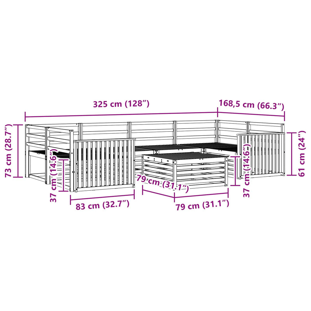 Outdoor-Sofagarnitur 7 pcs Weiß
