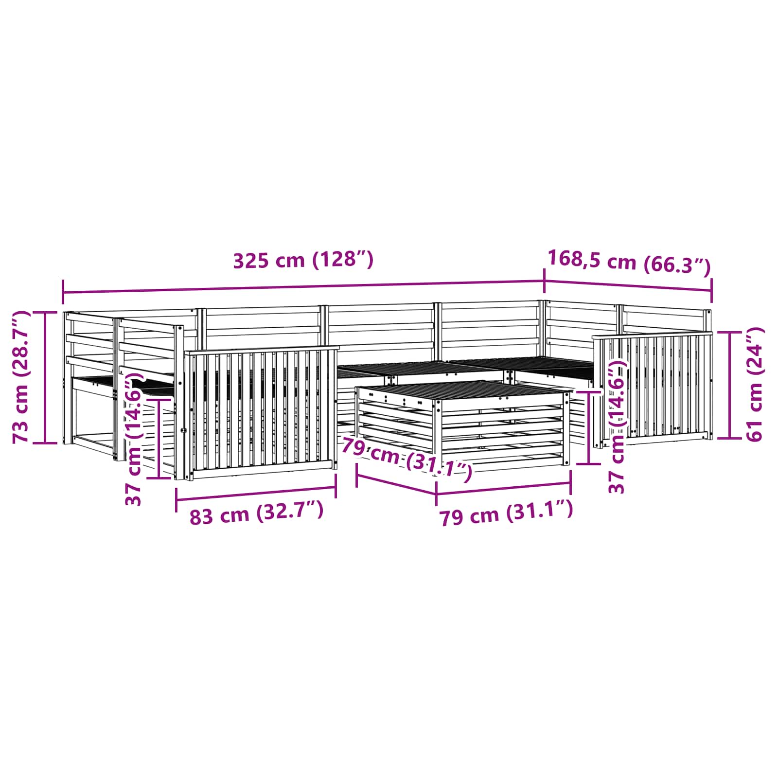 Outdoor-Sofagarnitur 7 pcs Weiß