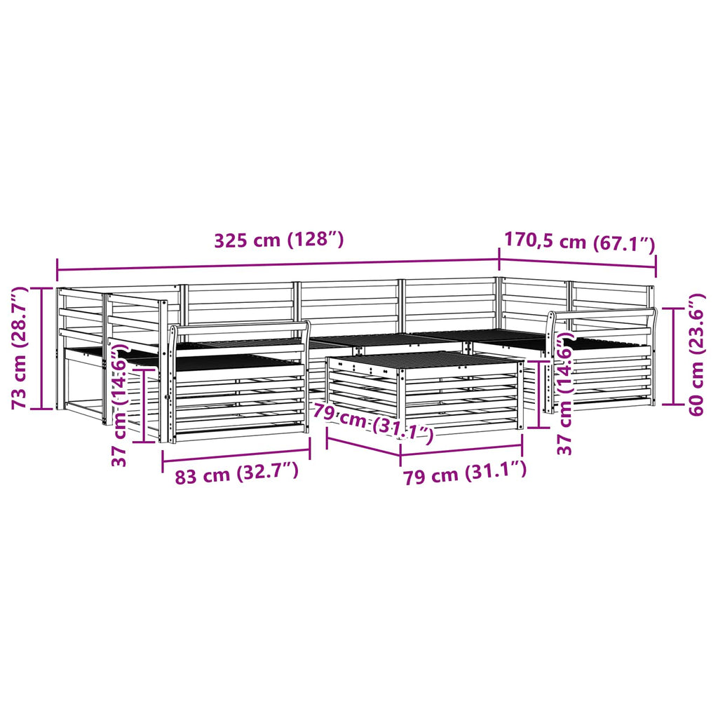 Outdoor-Sofagarnitur 7 pcs Weiß