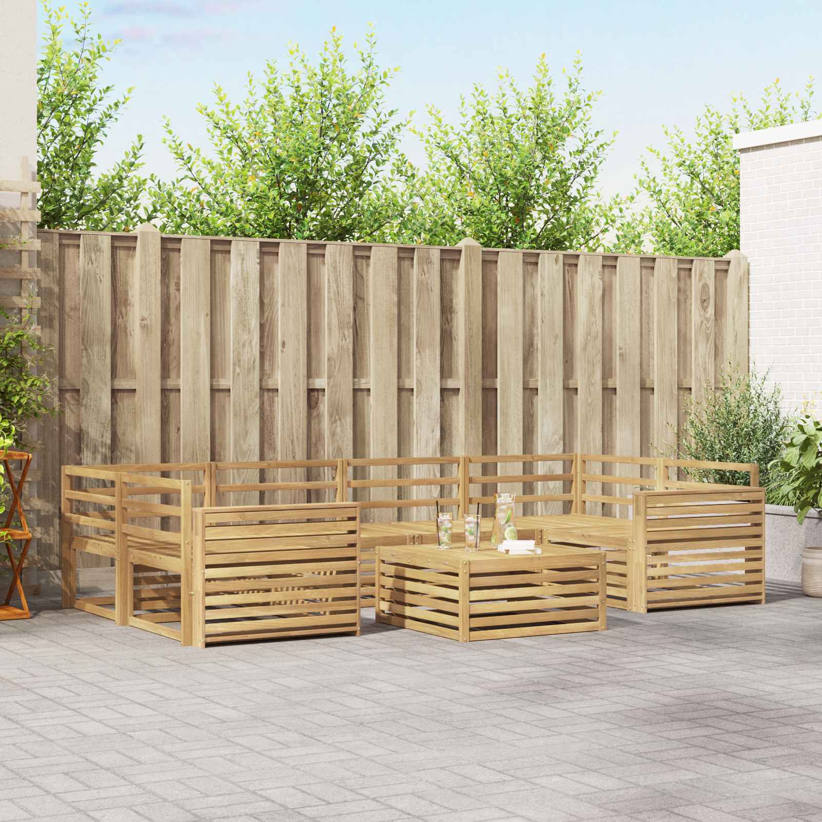 Outdoor-Sofagarnitur 7 pcs Weiß