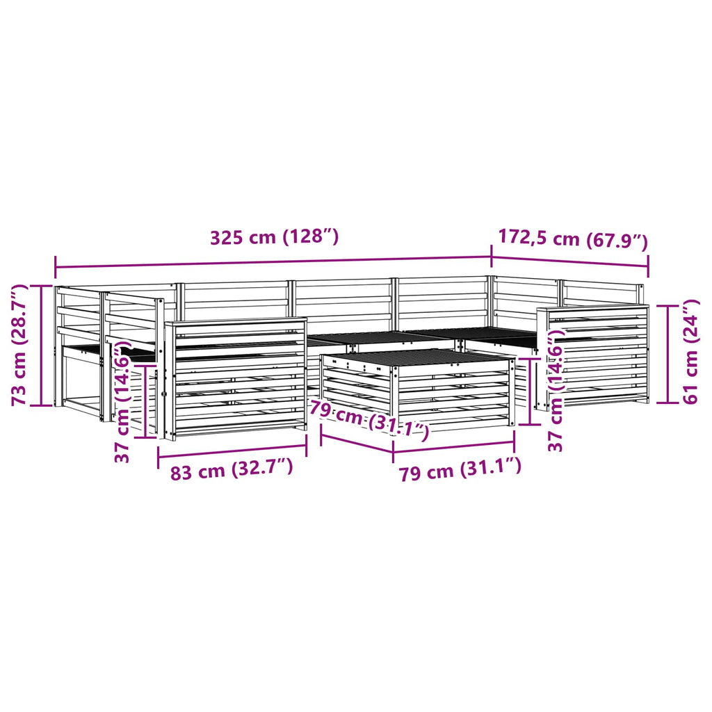 Outdoor-Sofagarnitur 7 pcs Weiß