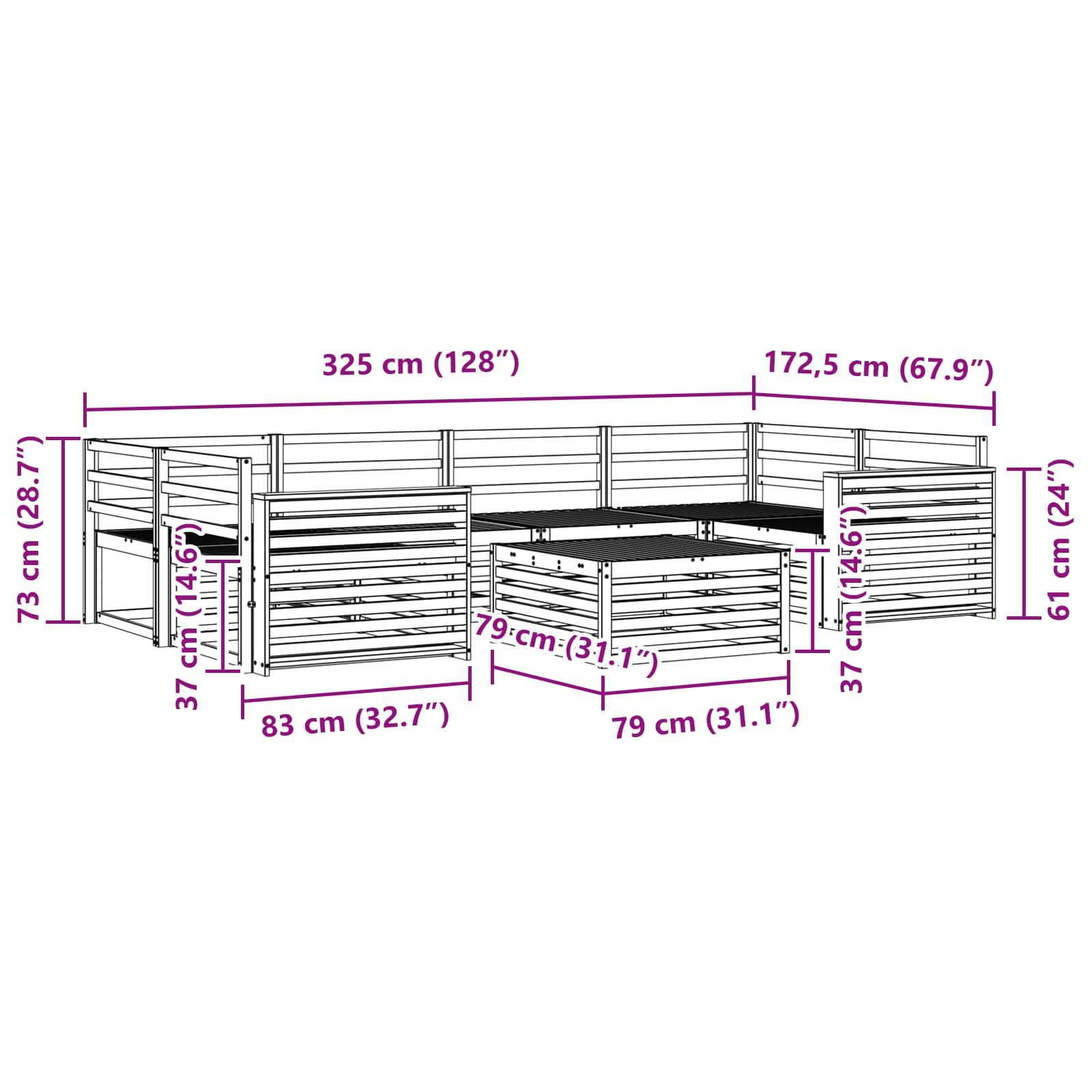 Outdoor-Sofagarnitur 7 pcs Weiß