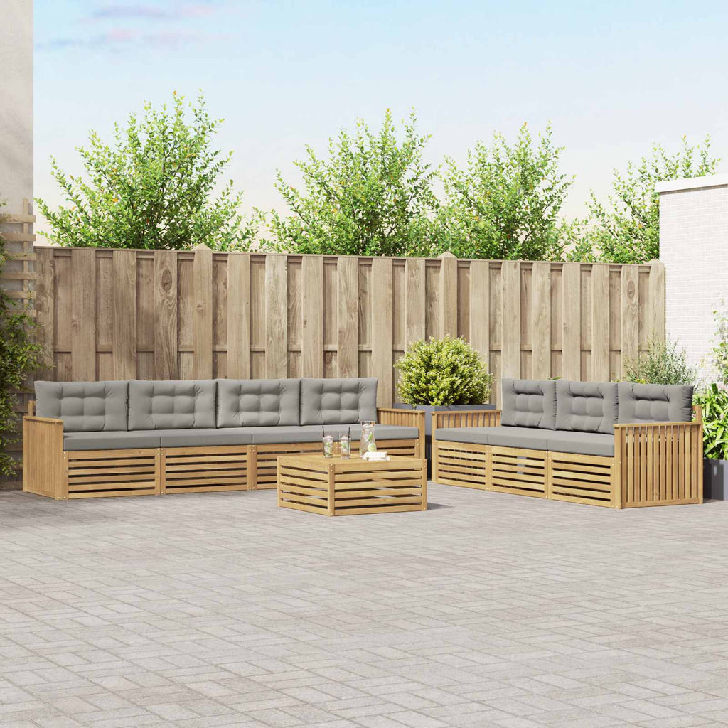 Outdoor-Sofagarnitur 8 pcs Weiß und Hellgrau