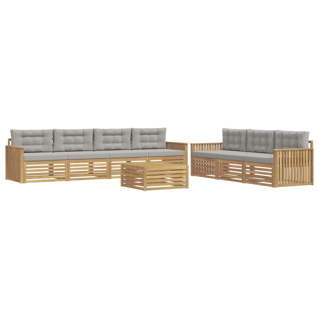 Outdoor-Sofagarnitur 8 pcs Weiß und Hellgrau