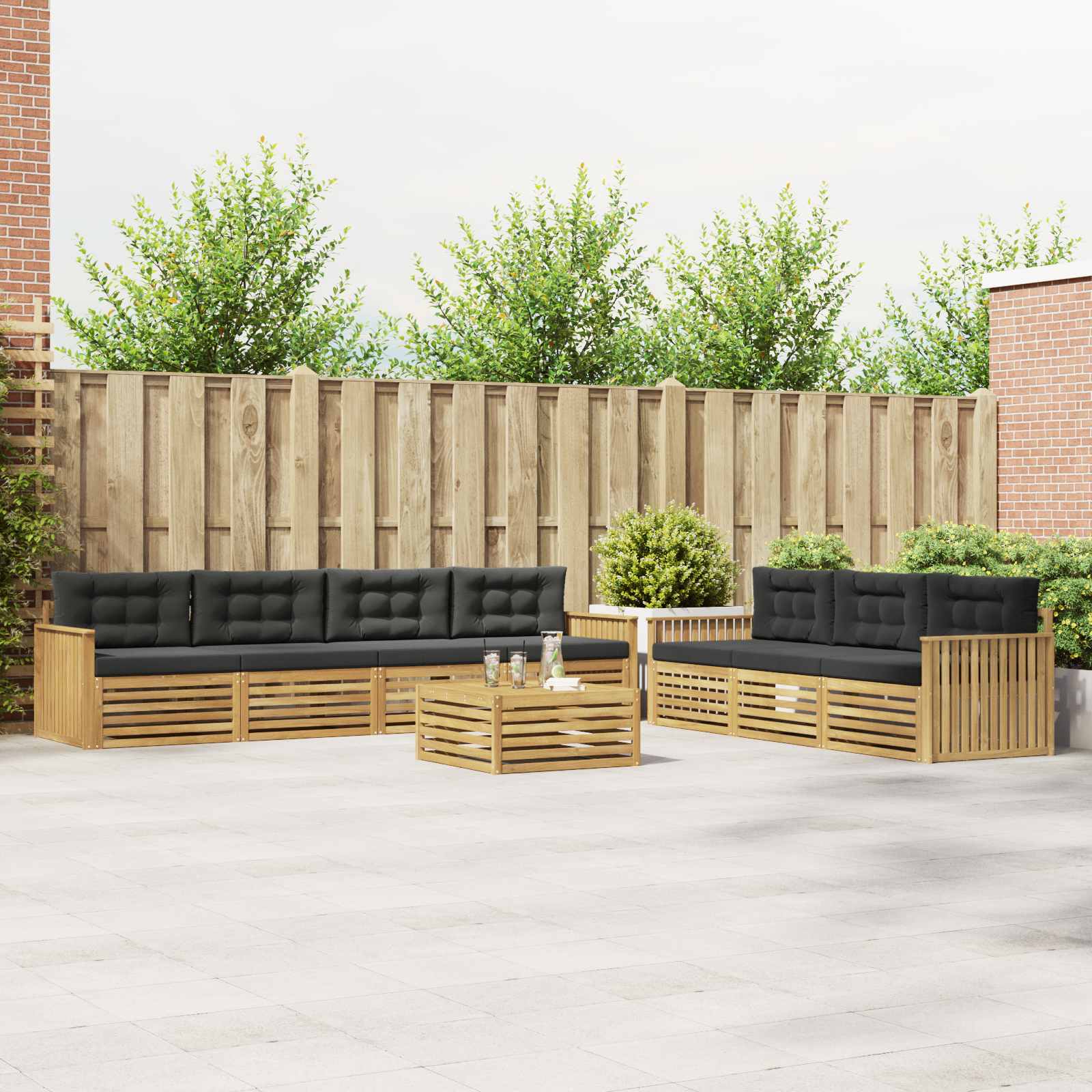 Outdoor-Sofagarnitur 8 pcs Weiß und Anthrazit
