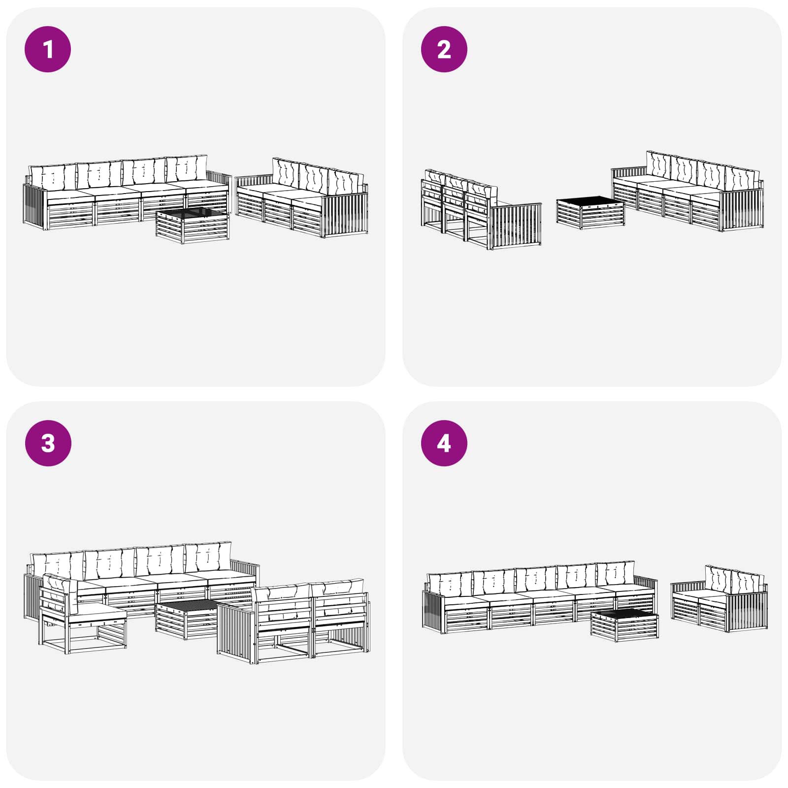Outdoor-Sofagarnitur 8 pcs Weiß und Anthrazit