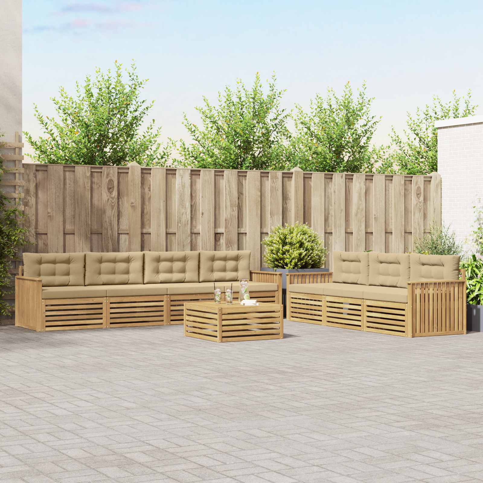 Outdoor-Sofagarnitur 8 pcs Weiß und Beige