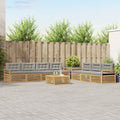 Outdoor-Sofagarnitur 8 pcs Weiß und Hellgrau