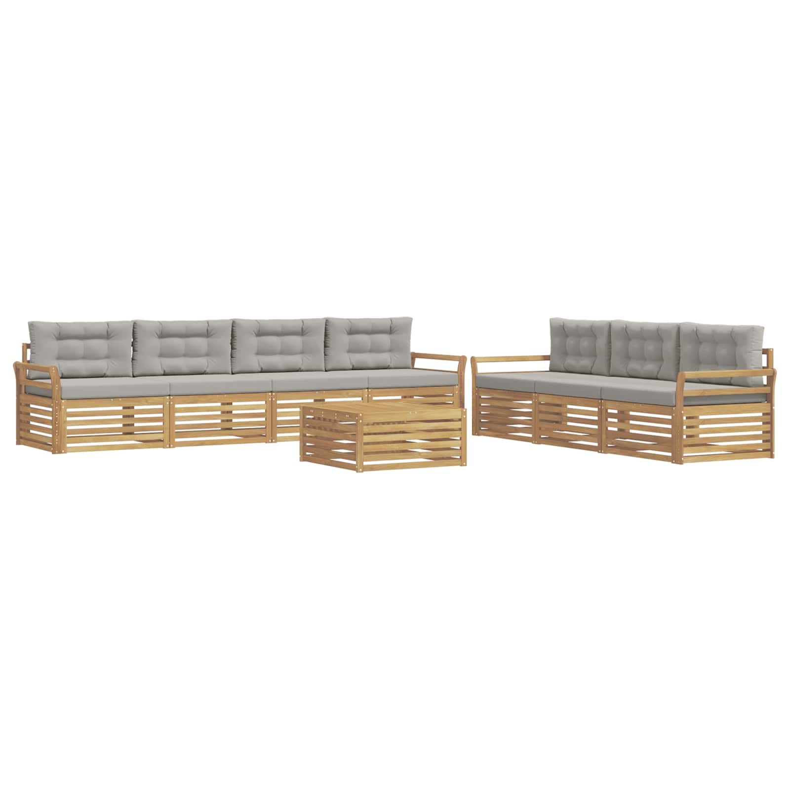 Outdoor-Sofagarnitur 8 pcs Weiß und Hellgrau
