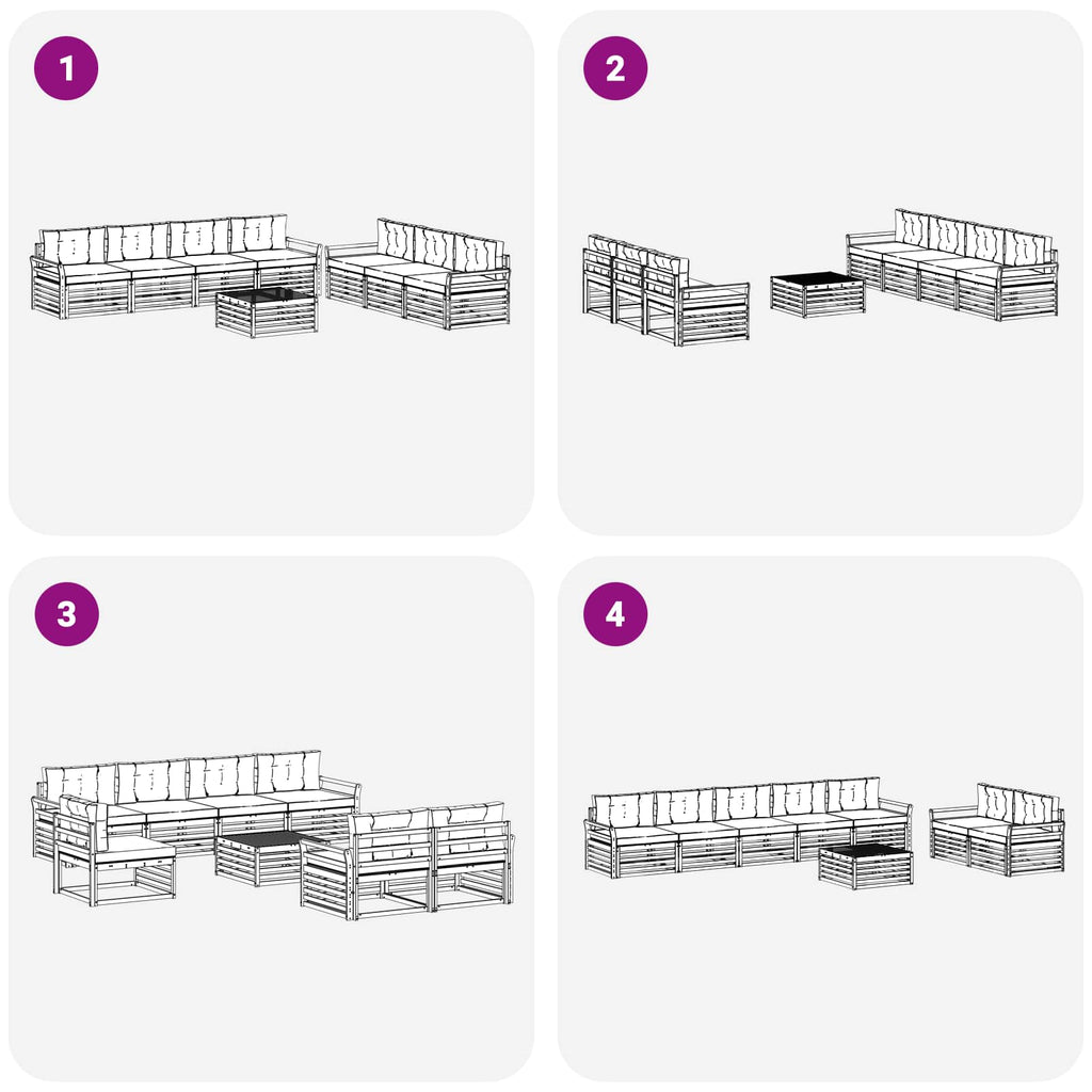 Outdoor-Sofagarnitur 8 pcs Weiß und Hellgrau