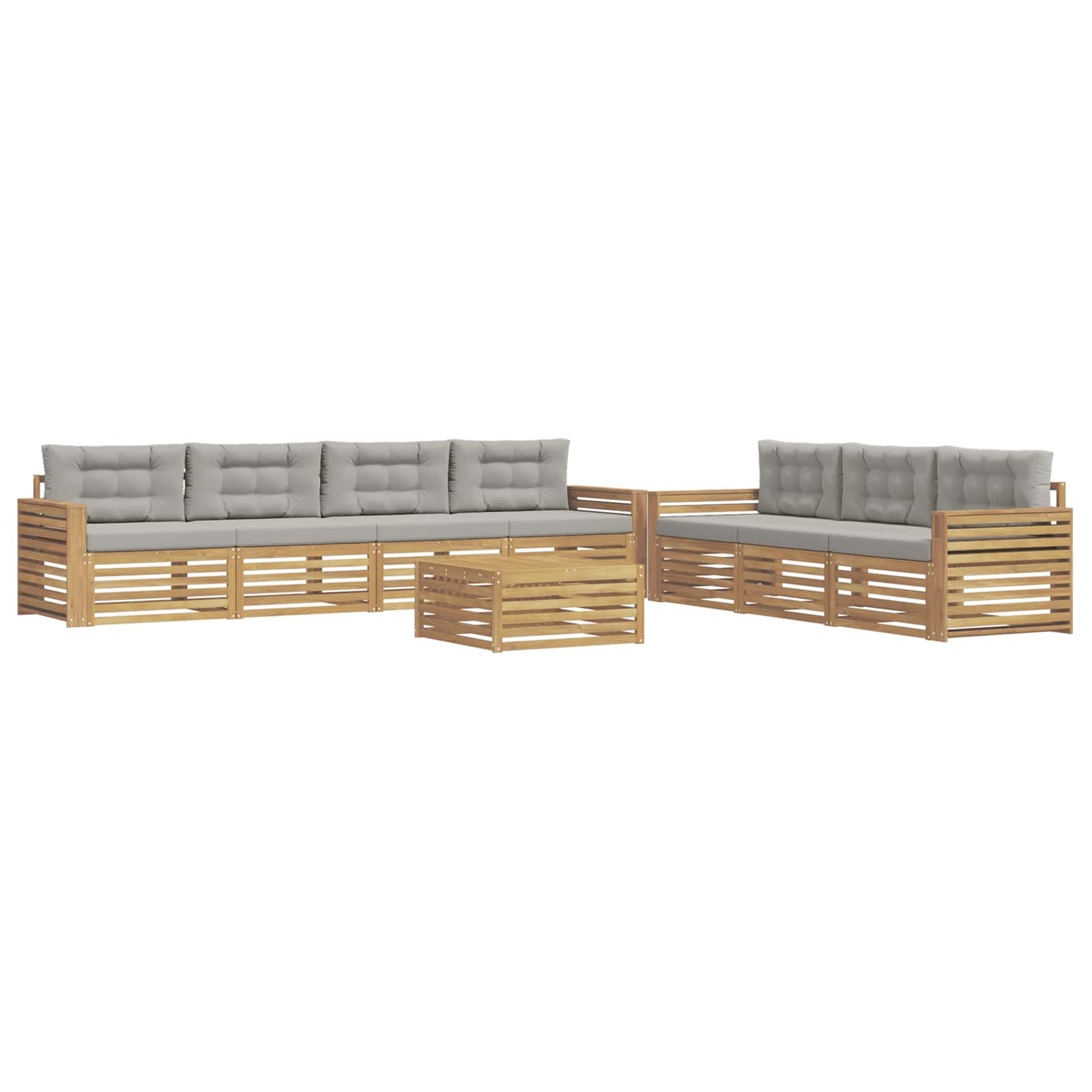 Outdoor-Sofagarnitur 8 pcs Weiß und Hellgrau