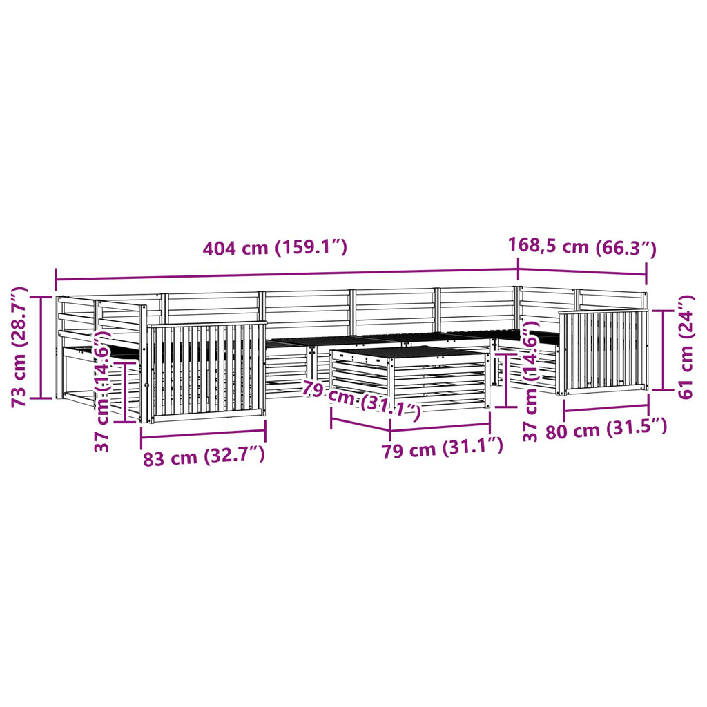 Outdoor-Sofagarnitur 8 pcs Weiß Massivholz Akazie
