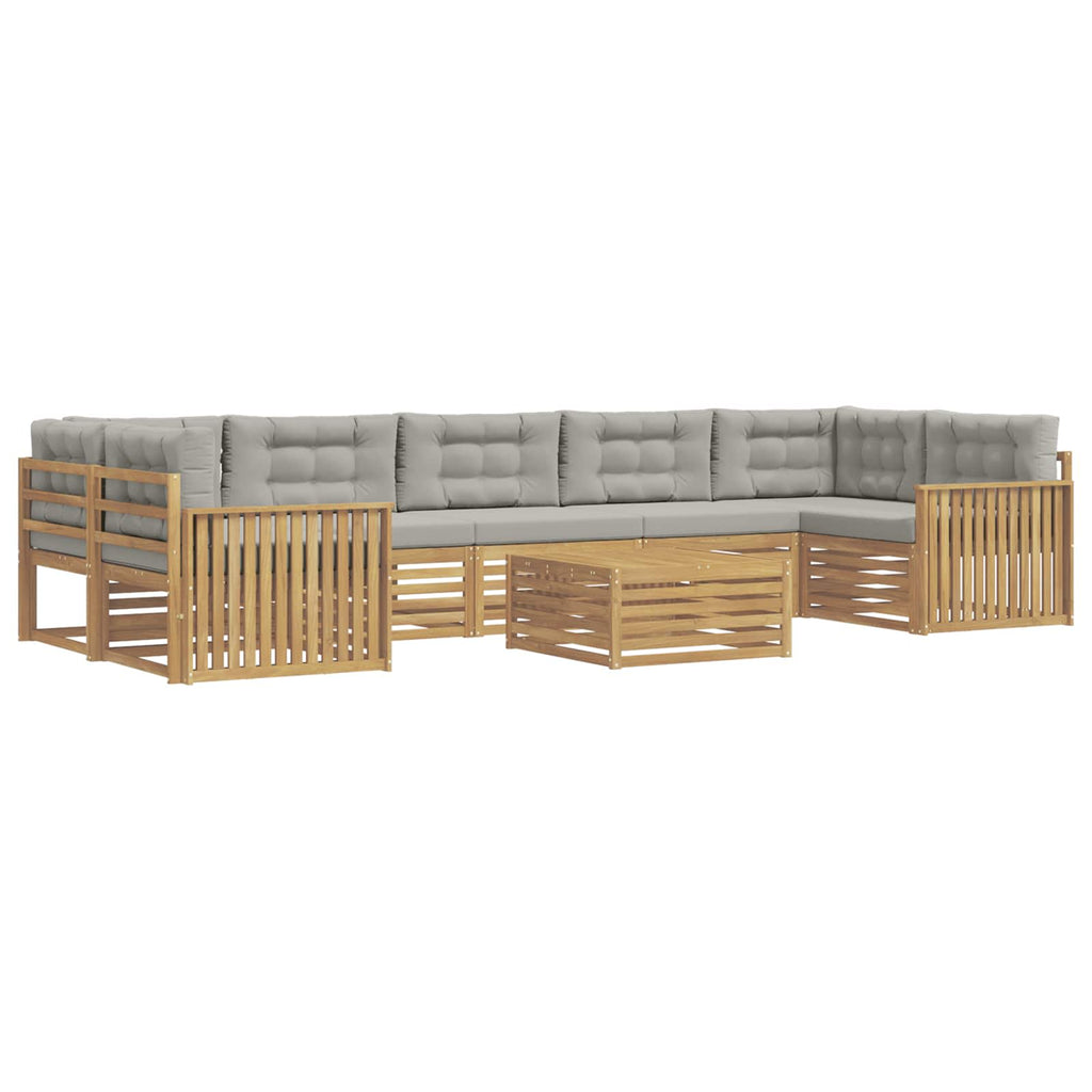 Outdoor-Sofagarnitur 8 pcs Weiß und Hellgrau Massivholz Akazie