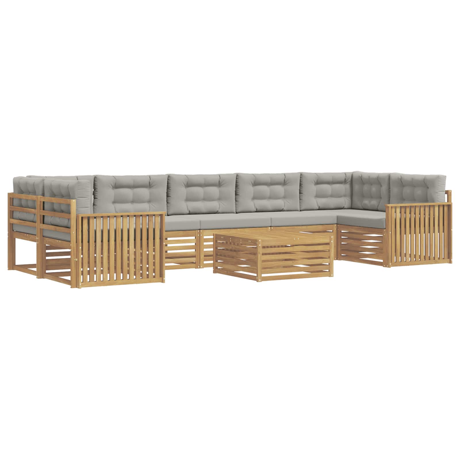 Outdoor-Sofagarnitur 8 pcs Weiß und Hellgrau Massivholz Akazie