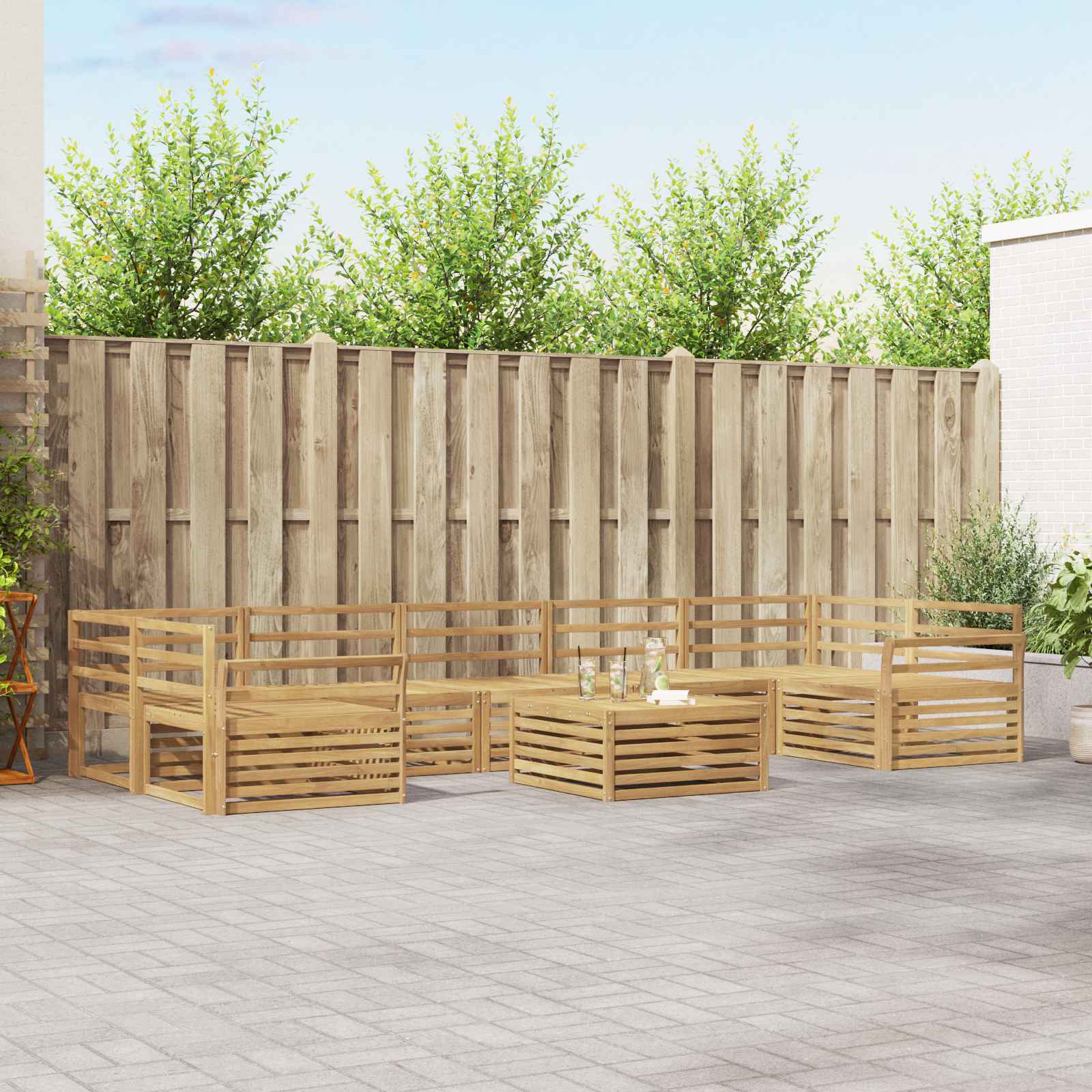 Outdoor-Sofagarnitur 8 pcs Weiß Massivholz Akazie