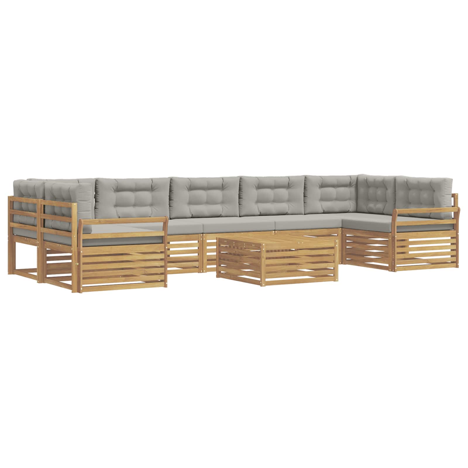 Outdoor-Sofagarnitur 8 pcs Weiß und Hellgrau Massivholz Akazie