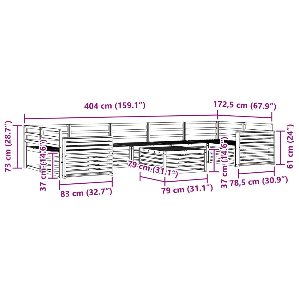 Outdoor-Sofagarnitur 8 pcs Weiß Massivholz Akazie