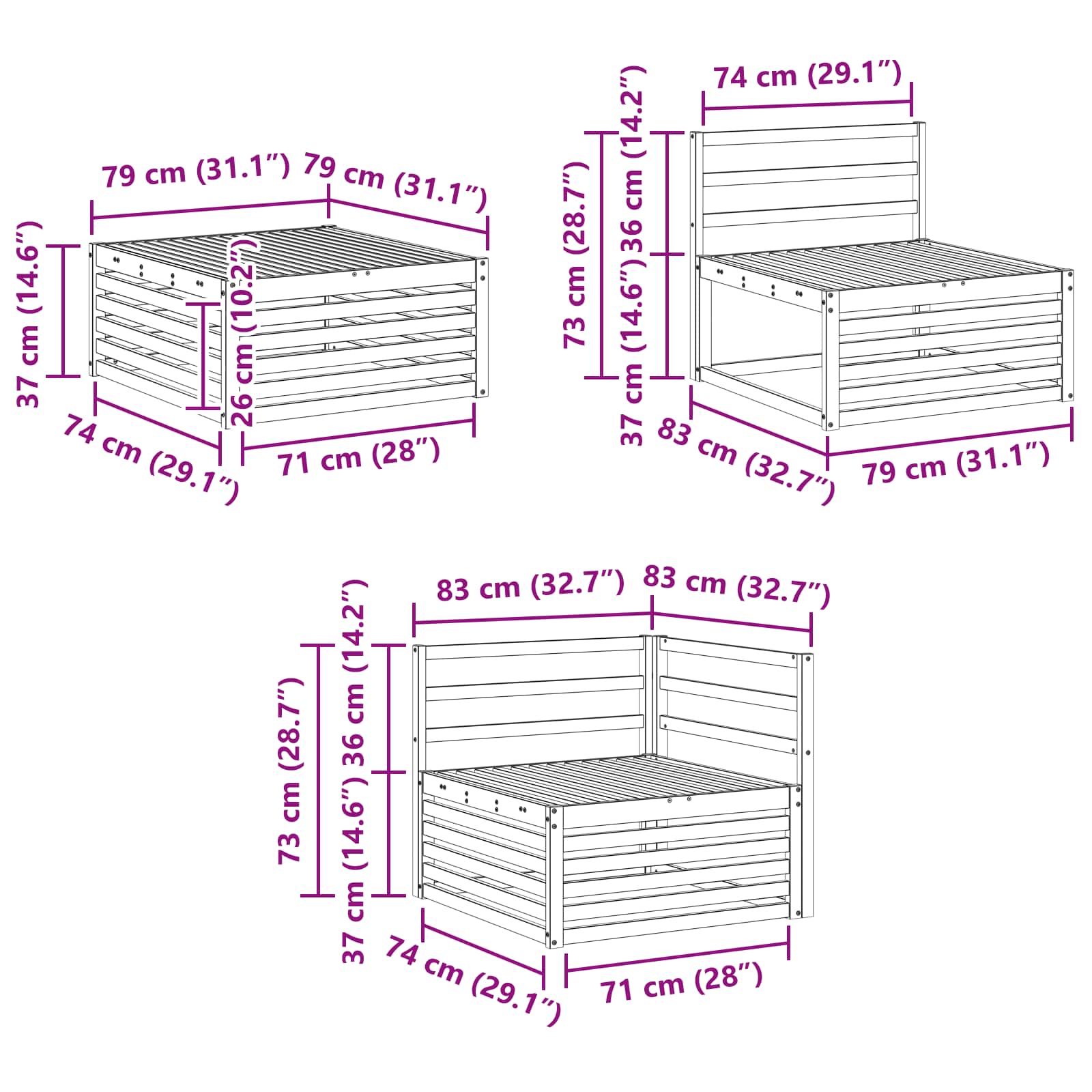 Outdoor-Sofagarnitur 8 pcs Weiß Massivholz Akazie