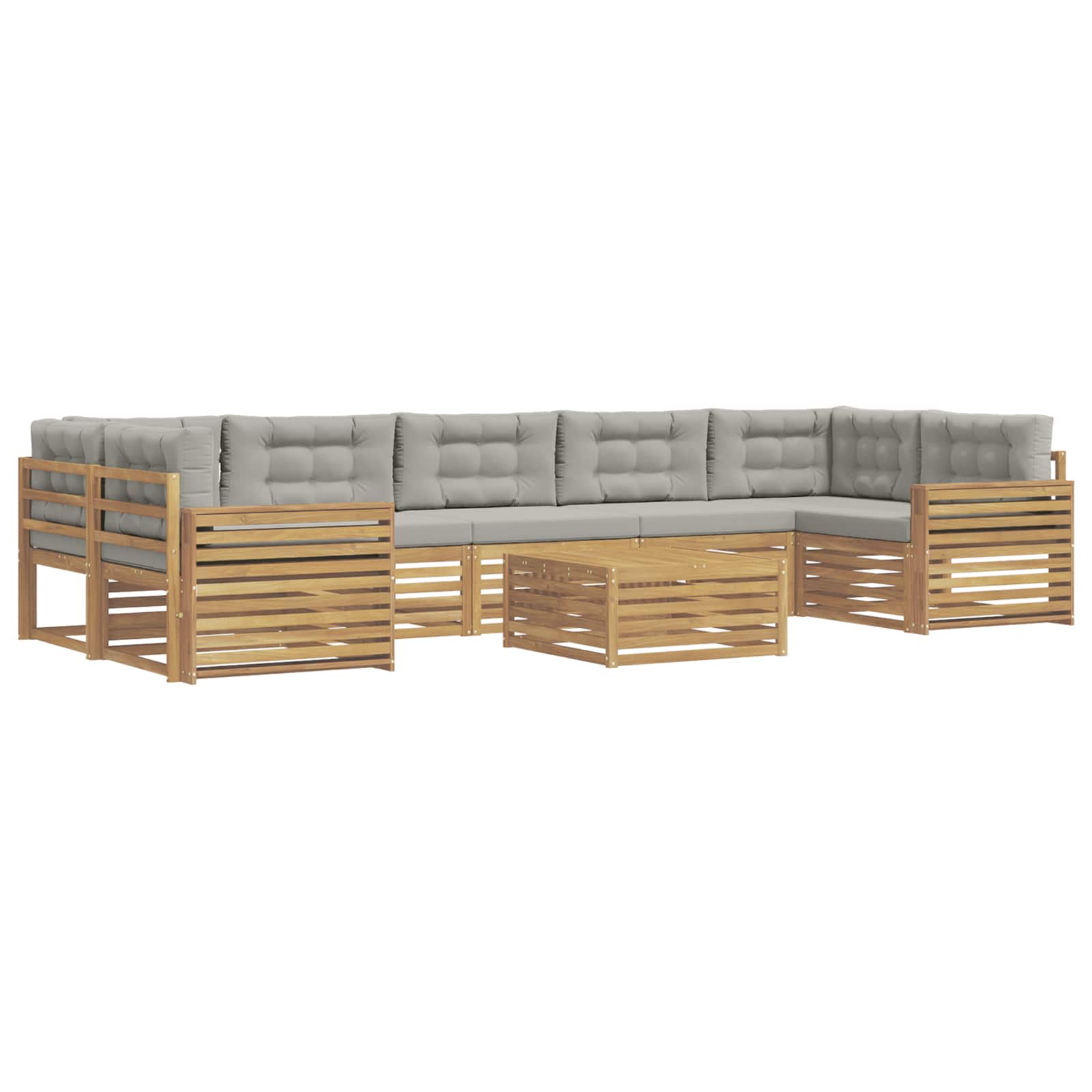 Outdoor-Sofagarnitur 8 pcs Weiß und Hellgrau Massivholz Akazie