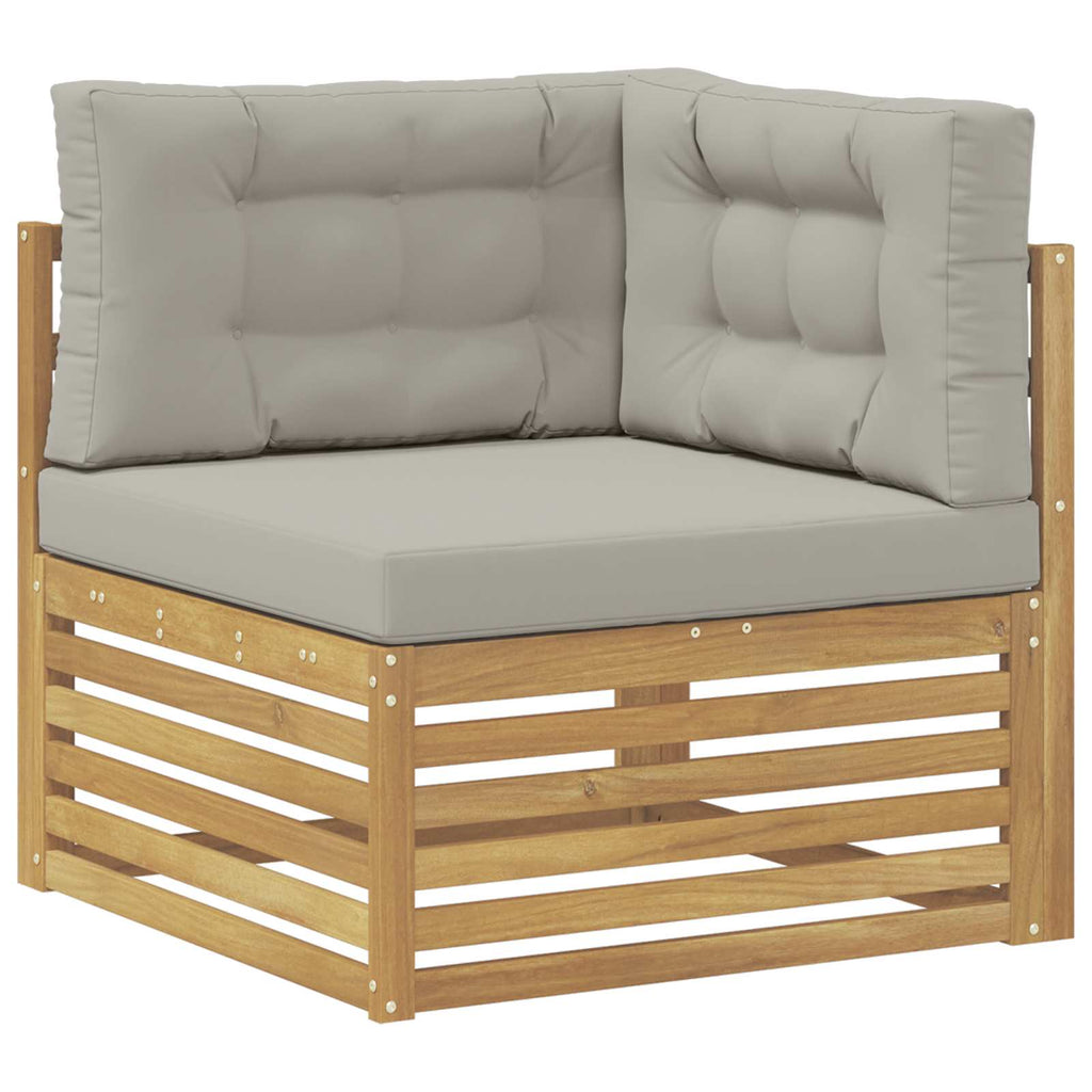 Outdoor-Sofagarnitur 8 pcs Weiß und Hellgrau Massivholz Akazie